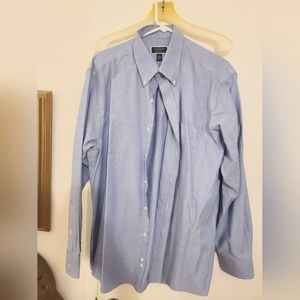 Club room long sleeve button up dress shirt, denim blue, 17x34/35